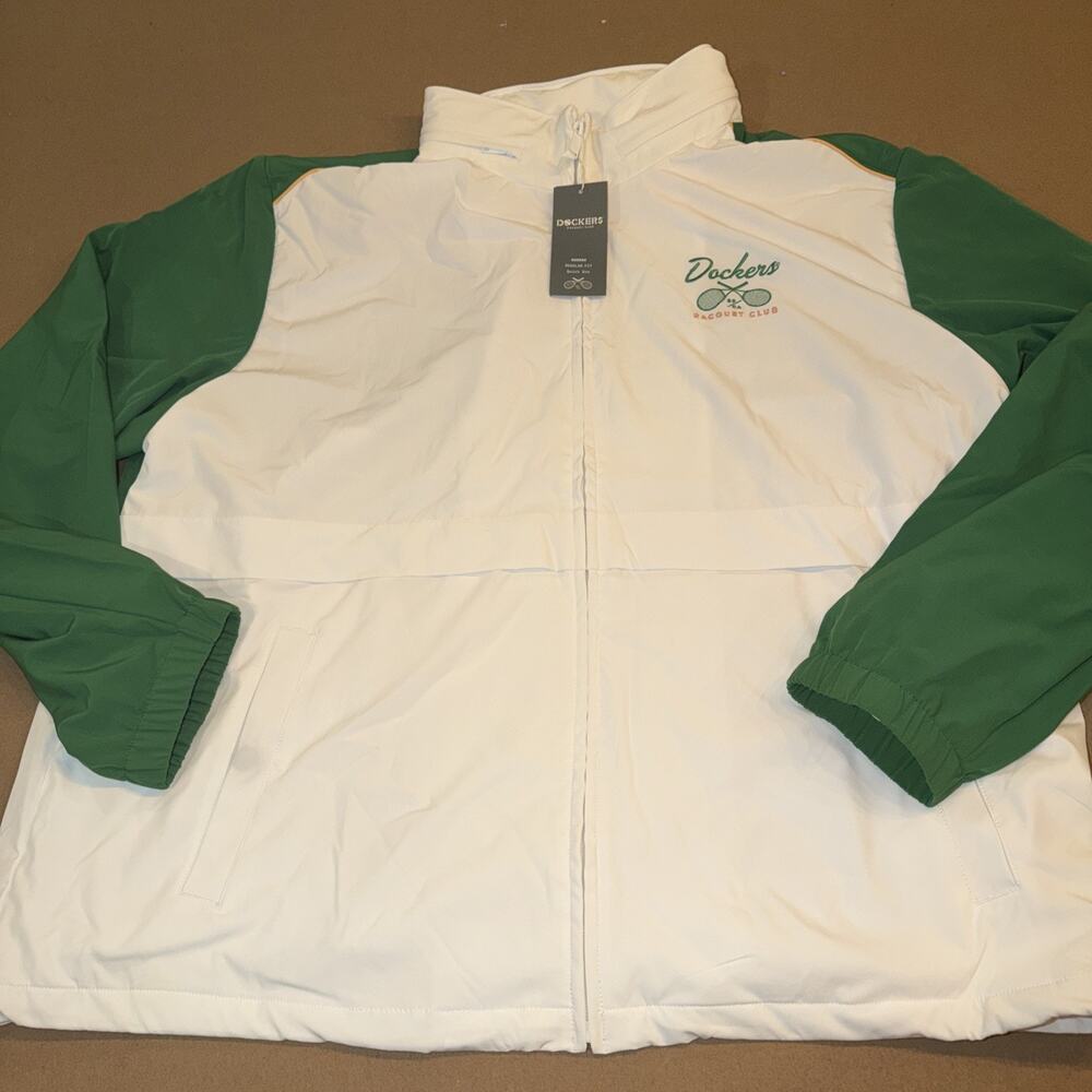 Dockers Racquet Club Anorak Quick Dry Jacket Hideaway Hood In Collar-NWT XXL